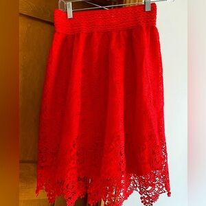 Anthropologie Verty Red Lace Midi Skirt Size M